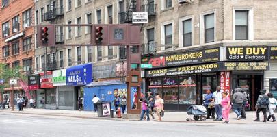 NEW YORK, USA - JUNE 15, 2015 - People walking in Harlem on weekday photo