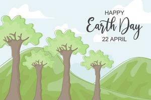 Vector illustration of lined trees. Save Nature. Happy Earth Day. Save the world concept.