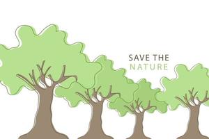 Vector illustration of lined trees. Save Nature. Happy Earth Day. Save the world concept.