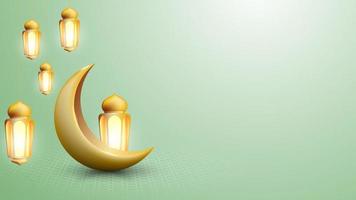 Elegant ramadan kareem design with golden moon and lantern vector