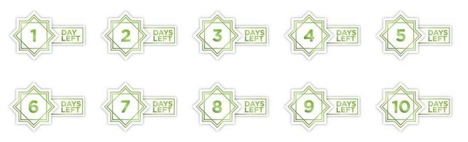 Set of gold ramadan days left countdown. Very suitable for decorate your ramadan banner, poster, advertising, etc. vector