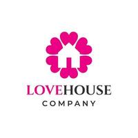 Heart Love and House Logo Design Template vector