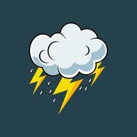 Dark cloud and yellow lightning vector image