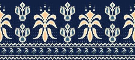 African Ikat floral paisley embroidery background. geometric ethnic oriental pattern traditional. Ikat Aztec style abstract vector illustration. design for print texture,fabric,saree,sari,carpet.