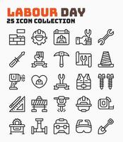 colección de labor día evento icono colocar. píxel Perfecto icono con contorno estilo. vector