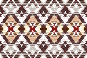 plaid pattern seamless textile is made with alternating bands of coloured  pre dyed  threads woven as both warp and weft at right angles to each other. vector