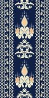 africano ikat cachemir bordado. ikat sin costura tribal africano geométrico tradicional étnico oriental diseño para el antecedentes. gente, indio, escandinavo, gitano, sari borneo tela frontera ikkat vector