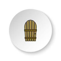 Round button for web icon, Wood, door, wooden, icon. Button banner round, badge interface for application illustration on white background vector