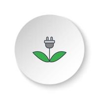 Round button for web icon, charging, eco, plants. Button banner round, badge interface for application illustration on white background vector