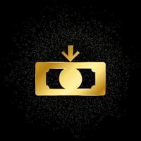 dinero en efectivo, finanzas, dinero oro icono. vector ilustración de dorado partícula antecedentes. oro icono