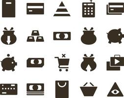 Money and finance icon set, eye, pyramid. Investment, banking, money and finance icons on white background vector