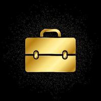 briefcase gold icon. Vector illustration of golden particle background. isolated vector sign symbol - Education icon black background .