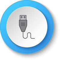 redondo botón para web icono. USB. botón bandera redondo, Insignia interfaz para solicitud ilustración en blanco antecedentes vector