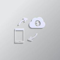 climate, cloud paper style, icon. Grey color vector background- Paper style vector icon