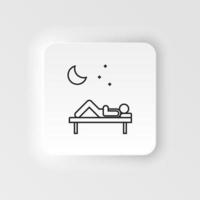 Diseases, patient, sleep vector. Muscle aches, cold and bronchitis, pneumonia and fever, health medical illustration - neumorphic style vector icon .