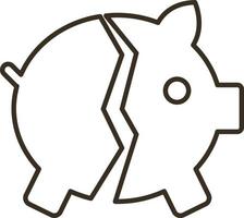 Line vector icon bank, broken, piggy. Outline vector icon on white background