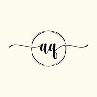 initial handwriting AQ logo template Illustration. AQ Letter beauty monogram Logo vector