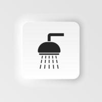 Shower sprinkler spray with water coming down diagonally flat neumorphic style neumorphic style vector icon icon for apps and websites. Bath, bathroom shower, cloakroom shower, shower head icon .