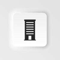 Building vector neumorphic style icon. Building illustration black an white vector neumorphic style icon isolated on white background - Vector. Building neumorphic style icon. .