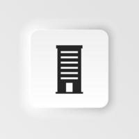 Building vector neumorphic style icon. Building illustration black an white vector neumorphic style icon isolated on white background - Vector. Building neumorphic style icon. .