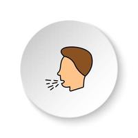 Round button for web icon, Diseases, cough. Button banner round, badge interface for application illustration on white background vector