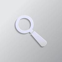 search, loupe paper style, iocn. Grey color vector background- Paper style vector icon.