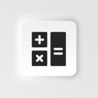 Calculator icon - Vector. Simple element illustration from UI concept. Calculator icon neumorphic style vector icon .