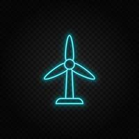 wind, energy, eco neon vector icon. Blue and yellow neon vector icon. Vector transparent background