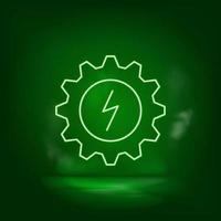 Setting, eco, lighting neon vector icon. Save the world, green neon, Green background