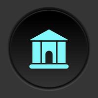 Round button icon, building, college. Button banner round, badge interface for application illustration on dark background vector
