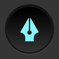 Round button icon, calligraphy, ink pen. Button banner round, badge interface for application illustration on dark background vector