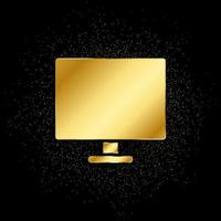 monitor, computer gold icon. Vector illustration of golden particle background. isolated vector sign symbol - Education icon black background .