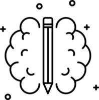 Brain, pencil vector icon on transparent background. Outline Brain, pencil vector icon.