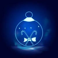 Christmas ball smoke effect neon icon. Cristmas decoration vector illustration isolated on blue.Vector neon icon illustration on white background