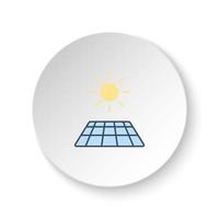 Round button for web icon, solar, sun, charger. Button banner round, badge interface for application illustration on white background vector