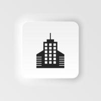 Building vector neumorphic style icon. Building illustration black an white vector neumorphic style icon isolated on white background - Vector. Building neumorphic style icon. .