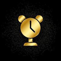 alarm, clock gold icon. Vector illustration of golden particle background. isolated vector sign symbol - Education icon black background .