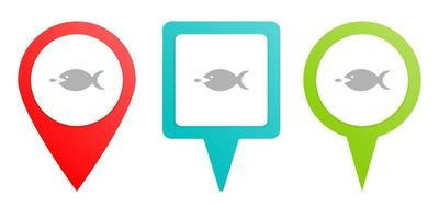 big, fish, small, business. Multicolor pin vector icon, diferent type map and navigation point. on white background