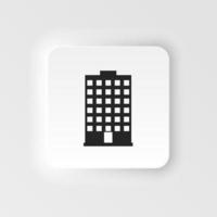 Building vector neumorphic style icon. Building illustration black an white vector neumorphic style icon isolated on white background - Vector. Building neumorphic style icon. .