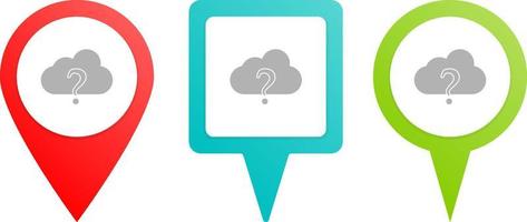 cloud faq, cloud support. Multicolor pin vector icon, diferent type map and navigation point. on white background