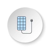 Round button for web icon, solar, charger. Button banner round, badge interface for application illustration on white background vector