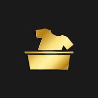 Basket, clothes gold icon. Vector illustration of golden icon on dark background