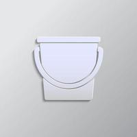 Bucket, ice bucket paper style, icon. Grey color vector background- Paper style vector icon.