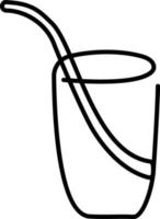 continuous single drawn one line glass with straw drawn by hand picture silhouette. Line art vector