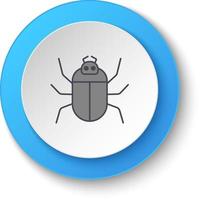 Round button for web icon. Bug, computer. Button banner round, badge interface for application illustration on white background vector