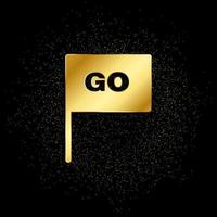 flag, go gold icon. Vector illustration of golden particle background. gold icon