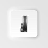 Building vector neumorphic style icon. Building illustration black an white vector neumorphic style icon isolated on white background - Vector. Building neumorphic style icon. .