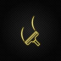 Yellow neon icon wiper. Transparent background. Yellow neon vector icon on dark background