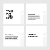 White social media template with grey accent. Suitable for carousel or microblog post style. vector