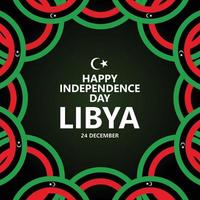 Libya independence day vector template with circular national flags within the black background.